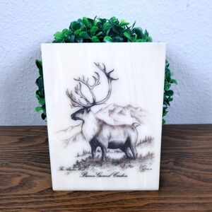 Vintage The Alaska Mint Barren Ground Caribou Art Signed Bill Devine 1978 Marble